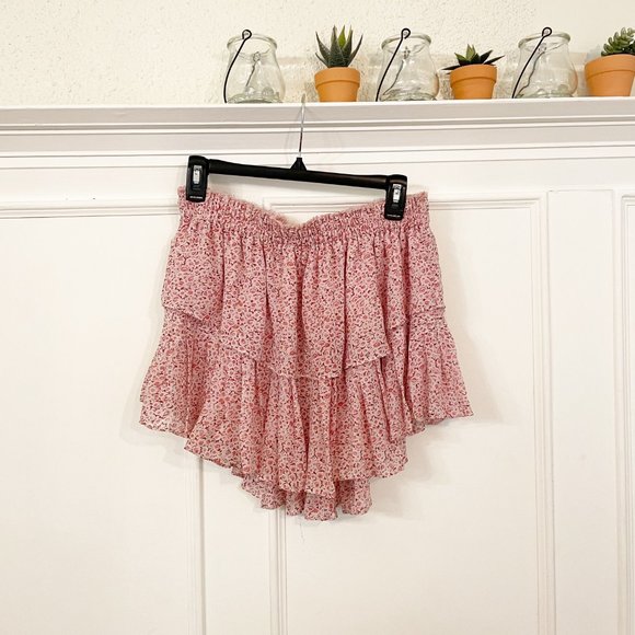 loveshackfancy • pink ruffle mini skirt floral - Picture 4 of 8